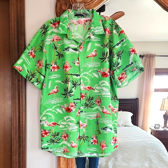 SSLR Other - Tropical Green Flamingo Shirt